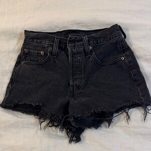 Levis black cutoff jean shorts, womens W24